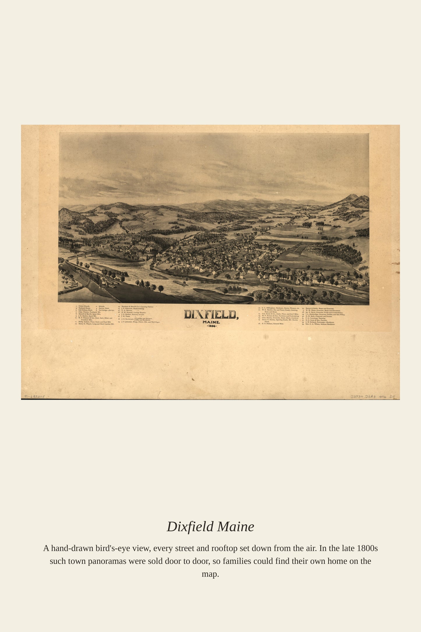 Dixfield Maine — a restored antique map print
