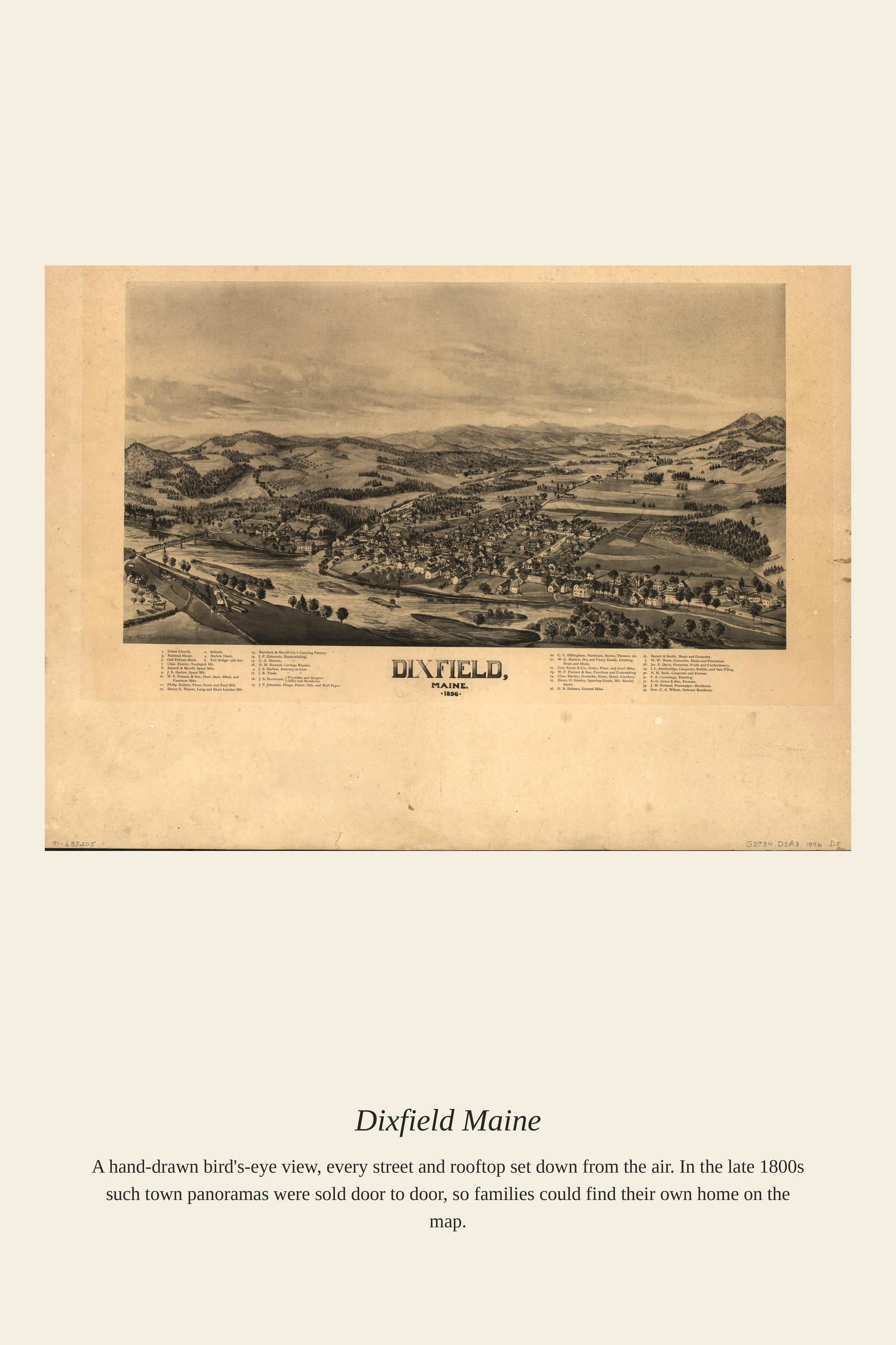 Dixfield Maine — a restored antique map print