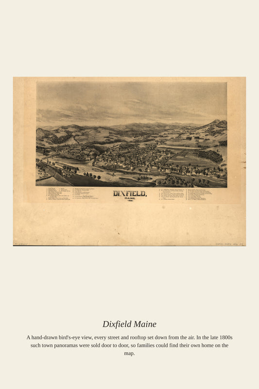 Dixfield Maine — a restored antique map print