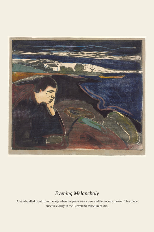 Evening Melancholy — a restored antique asian art print