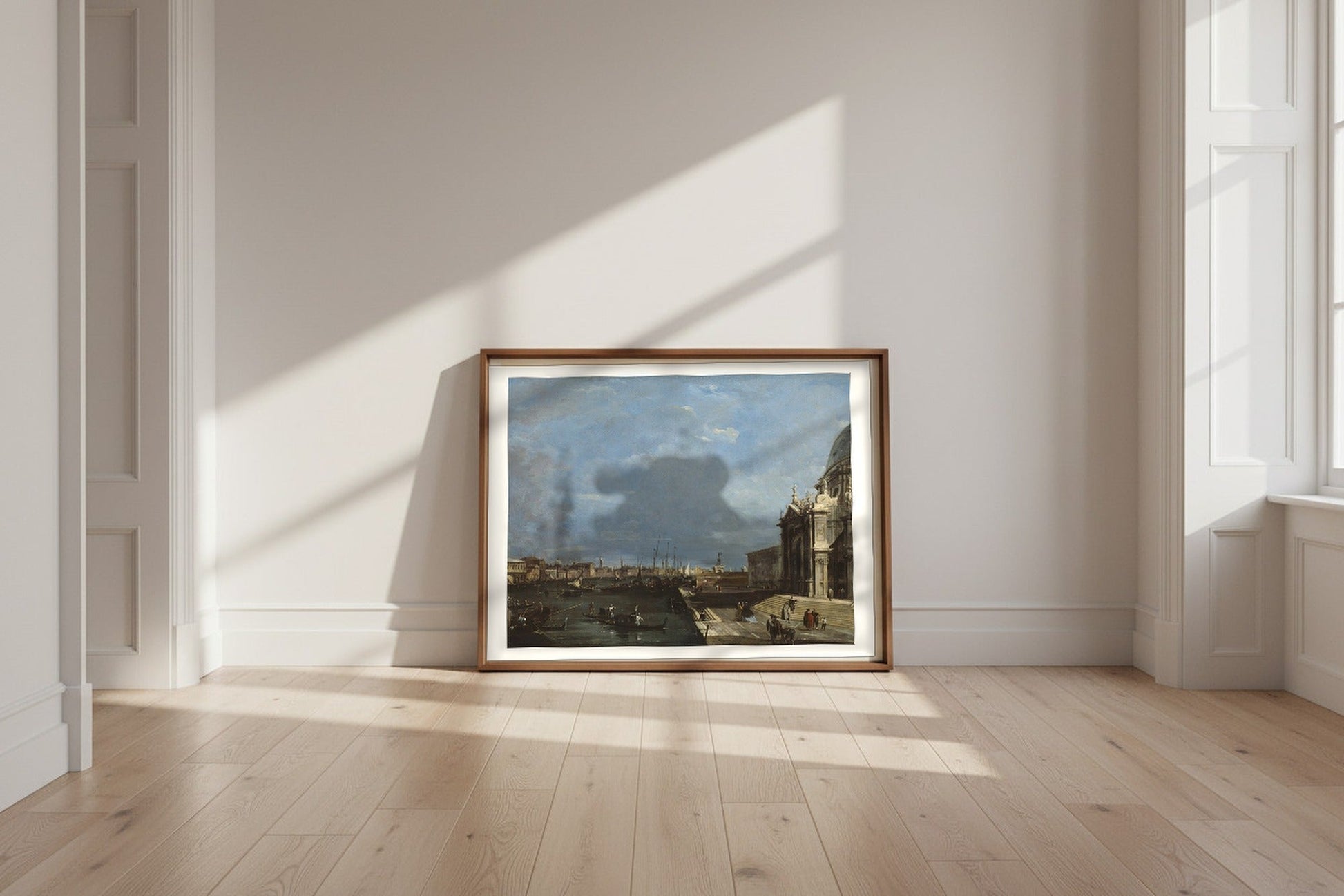 The Grand Canal, Venice — Francesco Guardi Fine Art Poster shown framed and leaning against a wall in a sunlit room