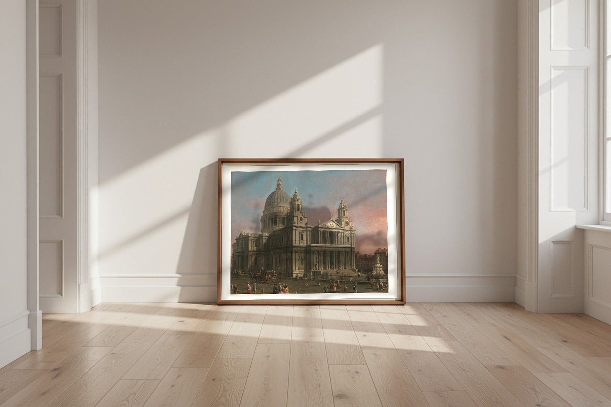 St. Paul's Cathedral — Canaletto Fine Art Poster shown framed and leaning against a wall in a sunlit room