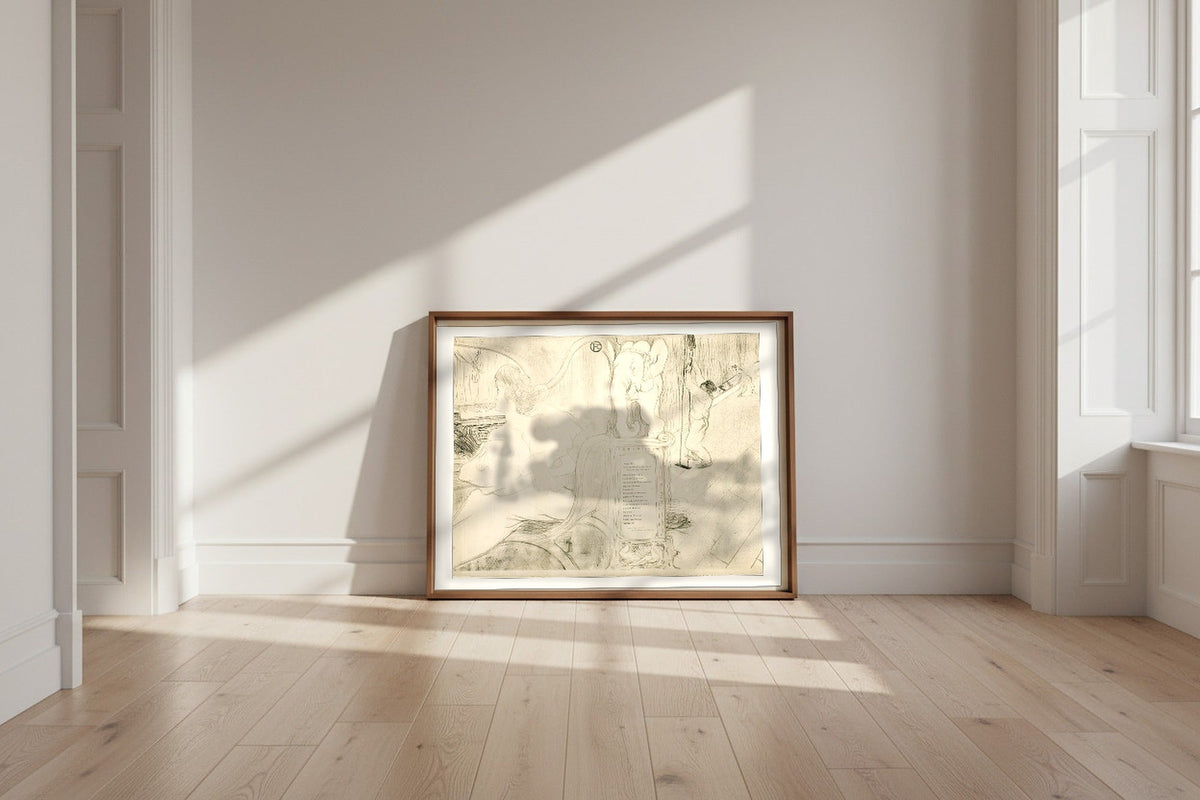Cover for L'Estampe originale — Henri de Toulouse-Lautrec Fine Art Poster shown framed and leaning against a wall in a sunlit room