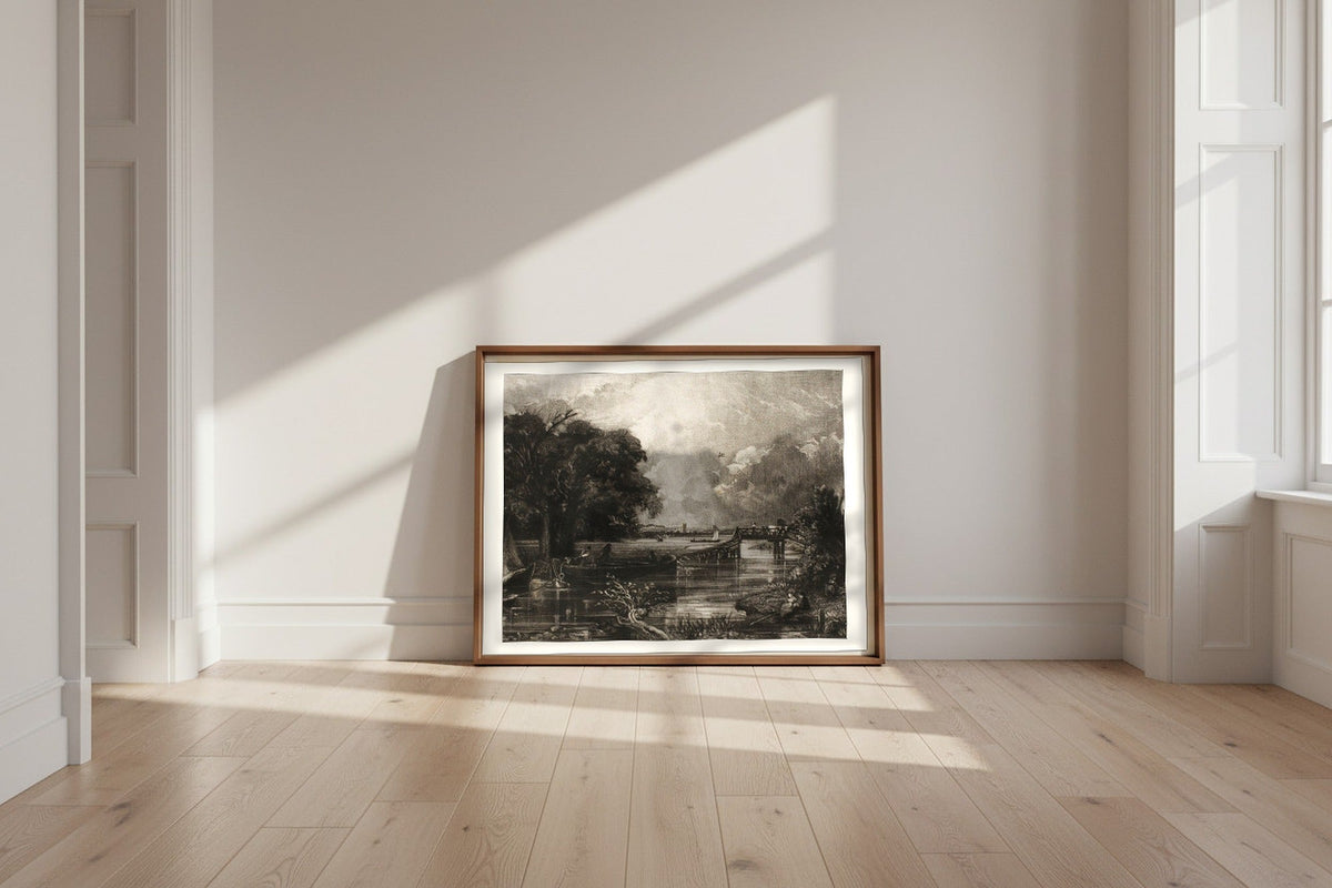 River Stour, Suffolk — David Lucas Fine Art Poster shown framed and leaning against a wall in a sunlit room