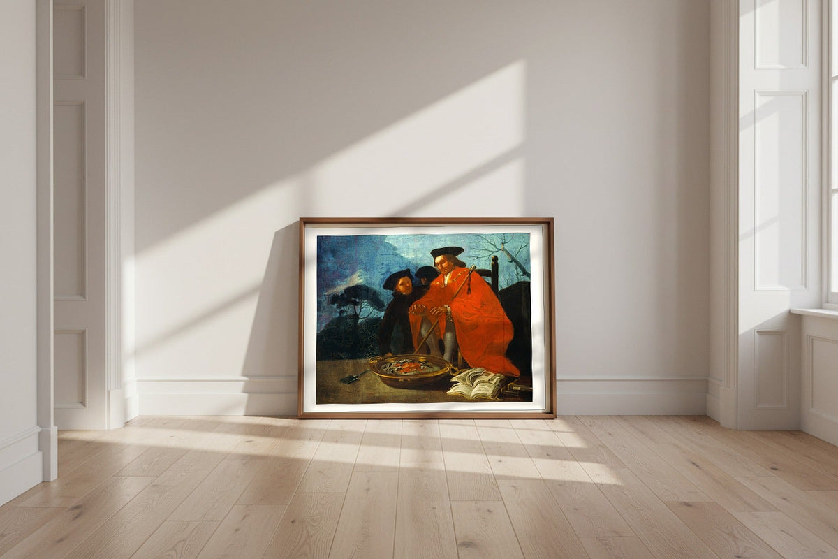 The Doctor — Francisco de Goya Fine Art Poster shown framed and leaning against a wall in a sunlit room