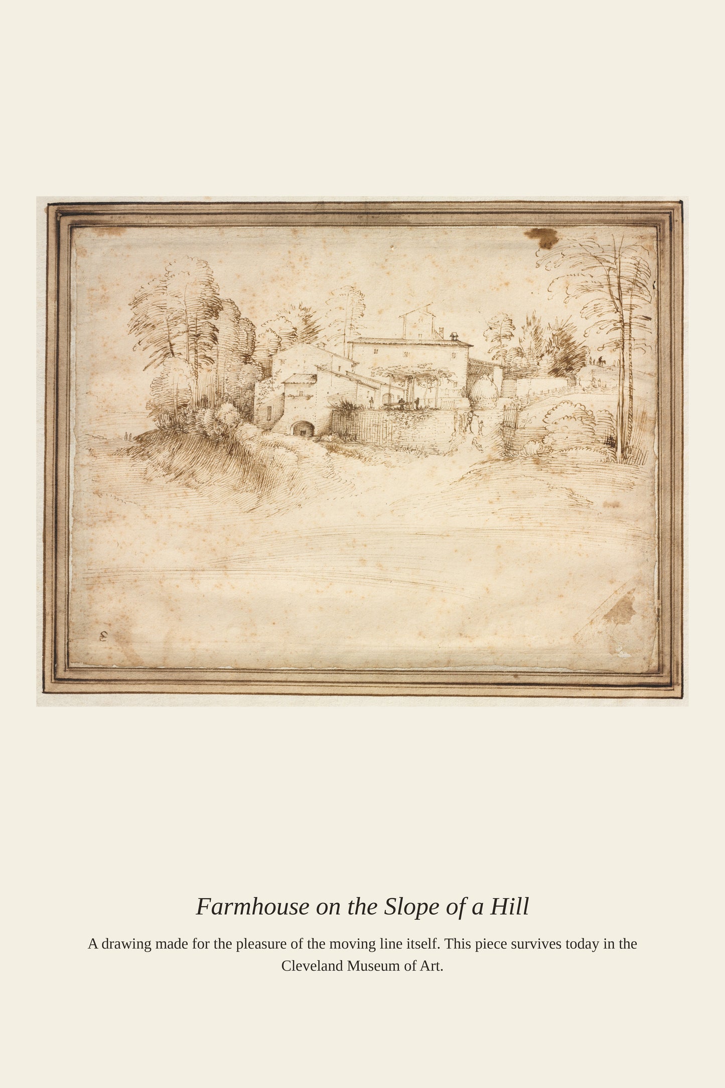 Farmhouse on the Slope of a Hill — a restored antique asian art print