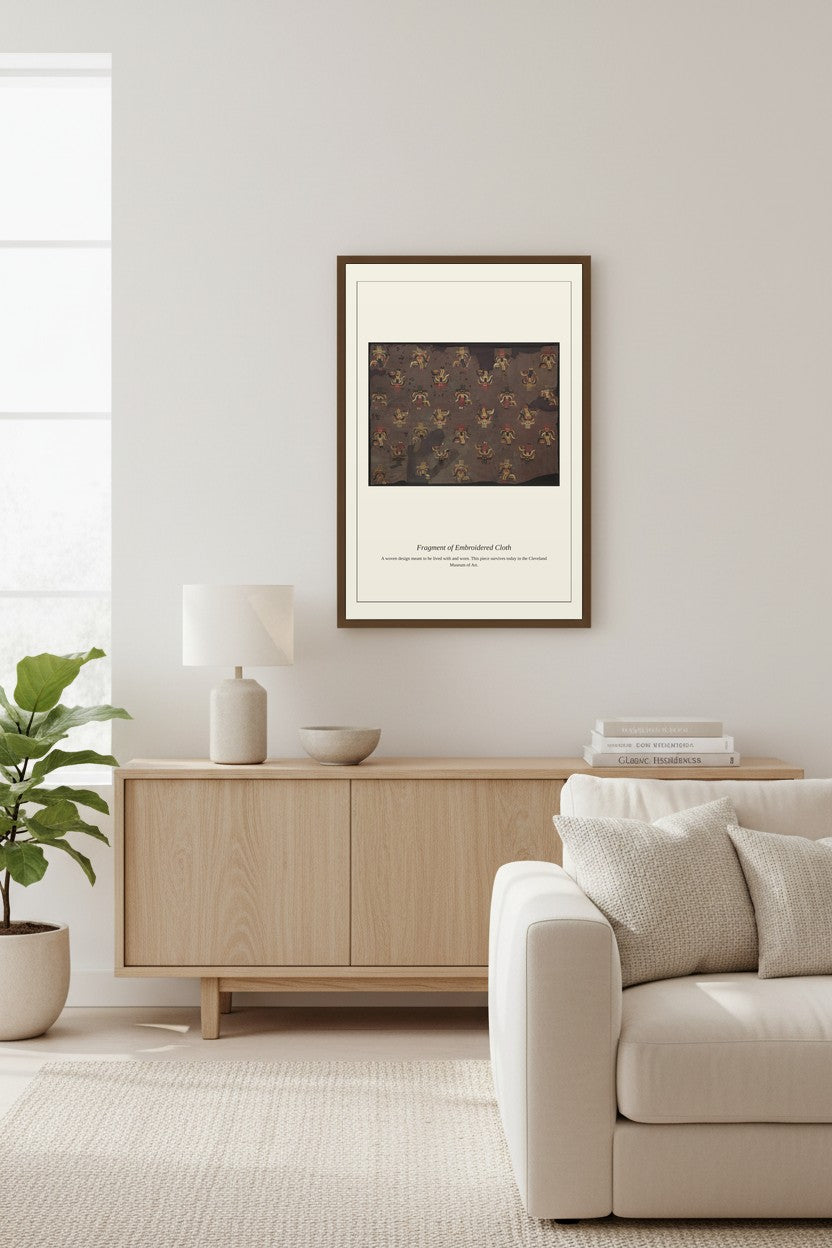 Fragment of Embroidered Cloth — Antique Textile Print