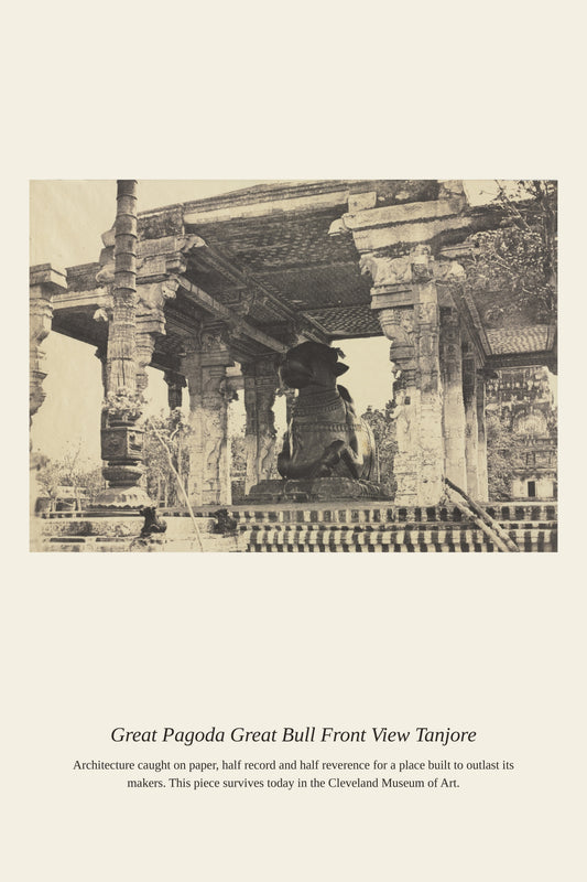 Great Pagoda Great Bull Front View — a restored antique architectural print