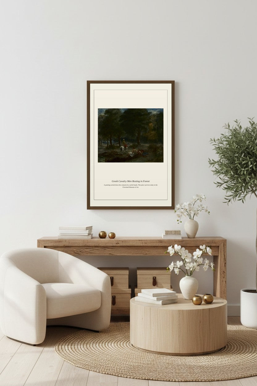 Greek Cavalry Men Resting in Forest — Ancient Historical Print