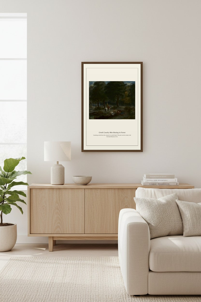 Greek Cavalry Men Resting in Forest — Ancient Historical Print