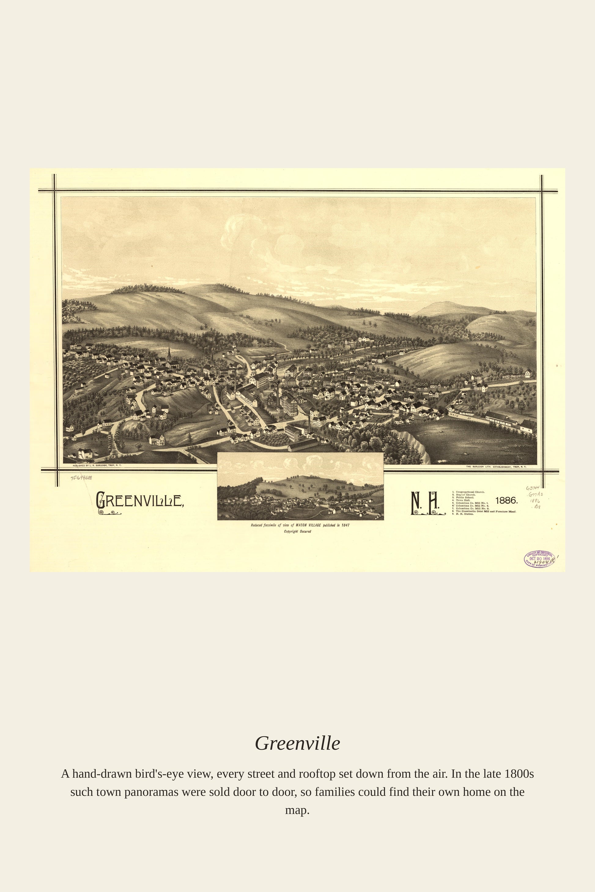 Greenville — a restored antique map print