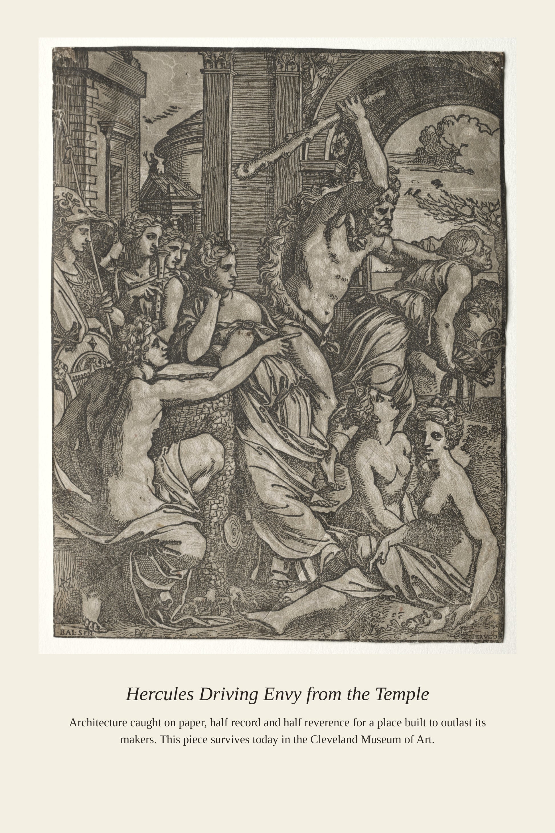Hercules Driving Envy — Antique Print — a restored antique art print