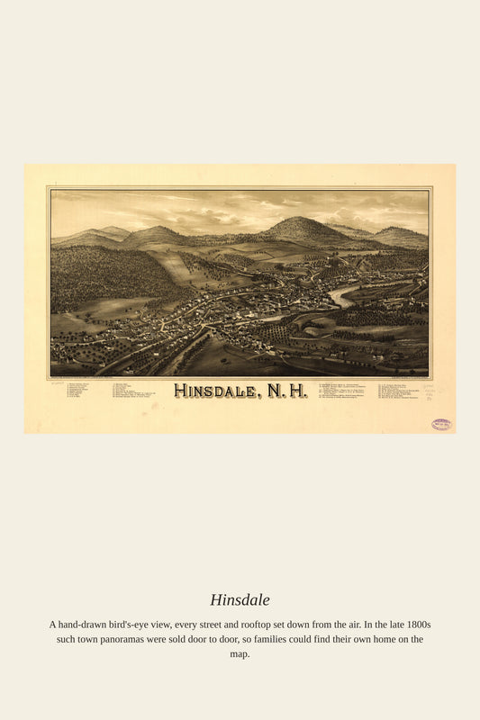 Hinsdale — a restored antique map print