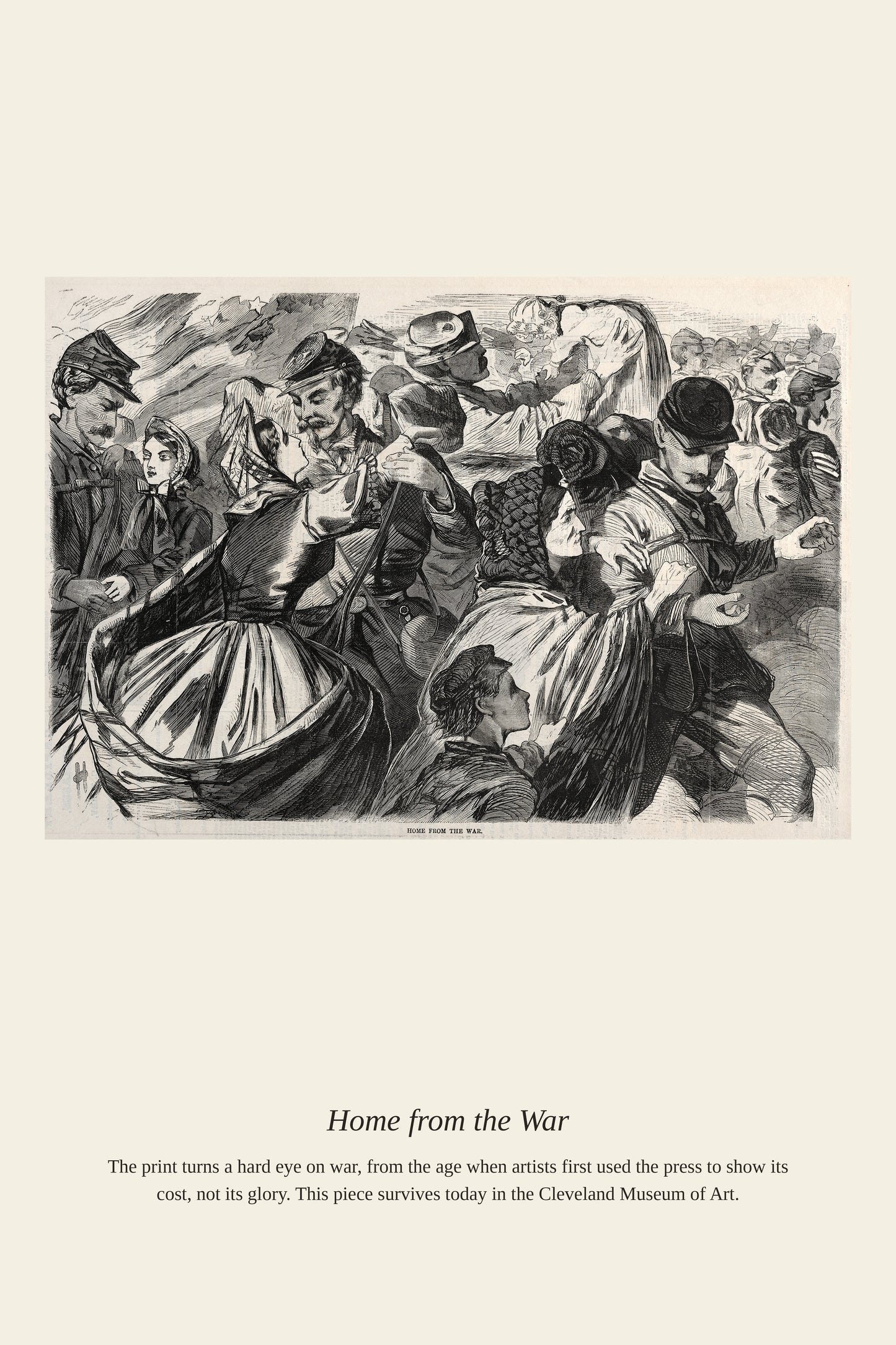 Home from the War — a restored antique historical print