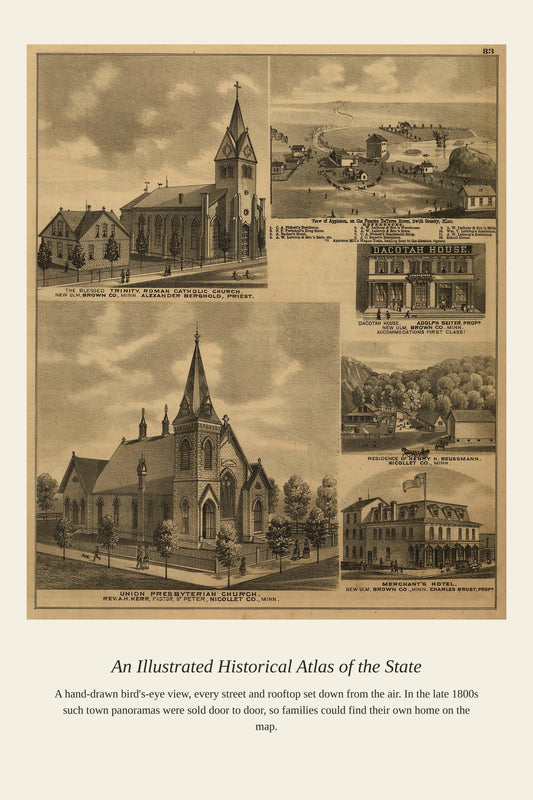An Illustrated Historical Atlas of the State — a restored antique map print