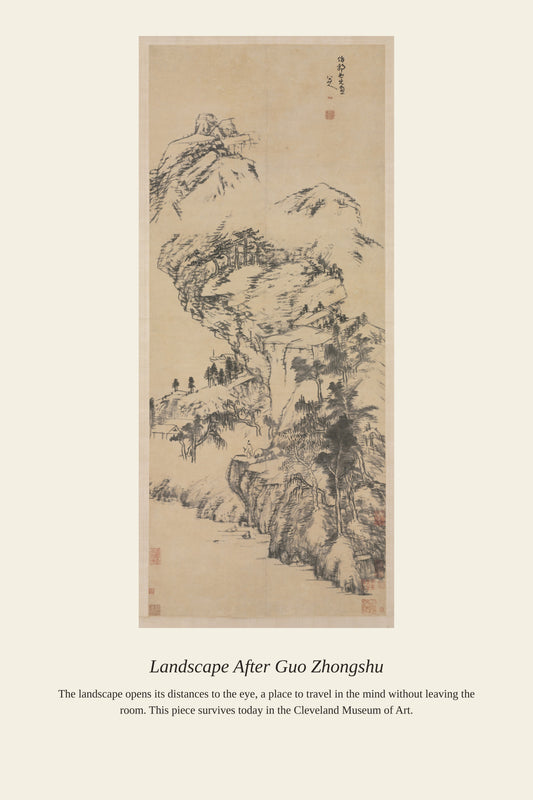 Landscape After Guo Zhongshu — a restored antique landscape print