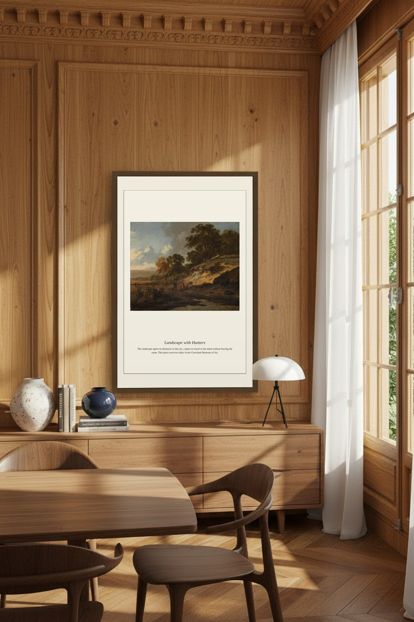 Landscape with Hunters — Antique Landscape Print