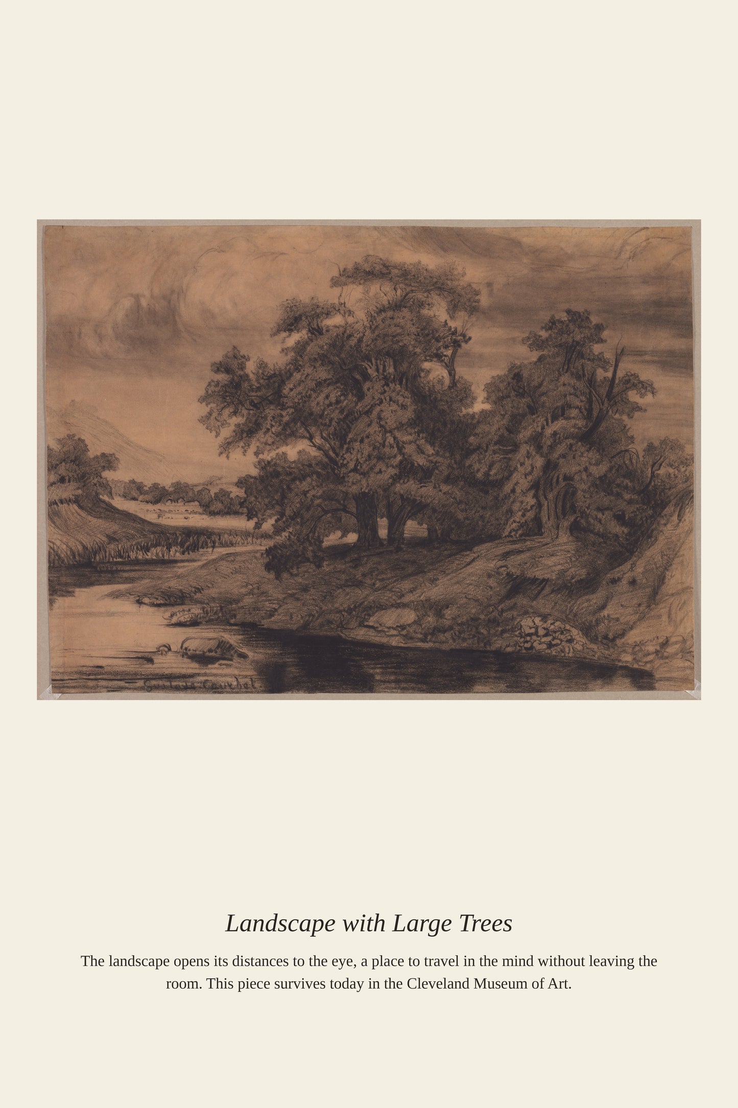 Landscape with Large Trees — a restored antique landscape print