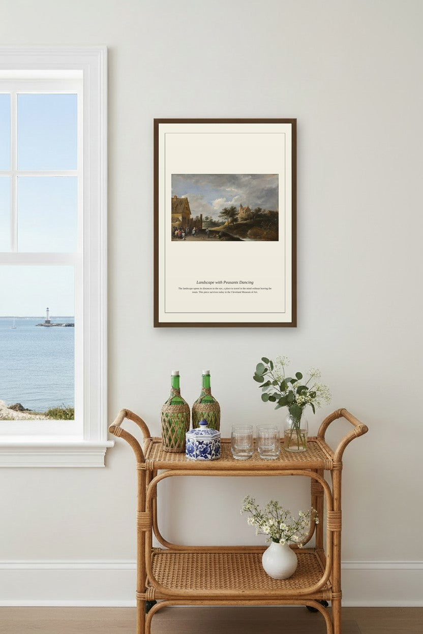 Landscape with Peasants Dancing — Antique Landscape Print