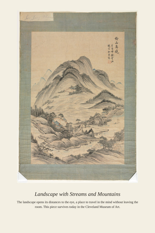Landscape with Streams and Mountains — a restored antique landscape print