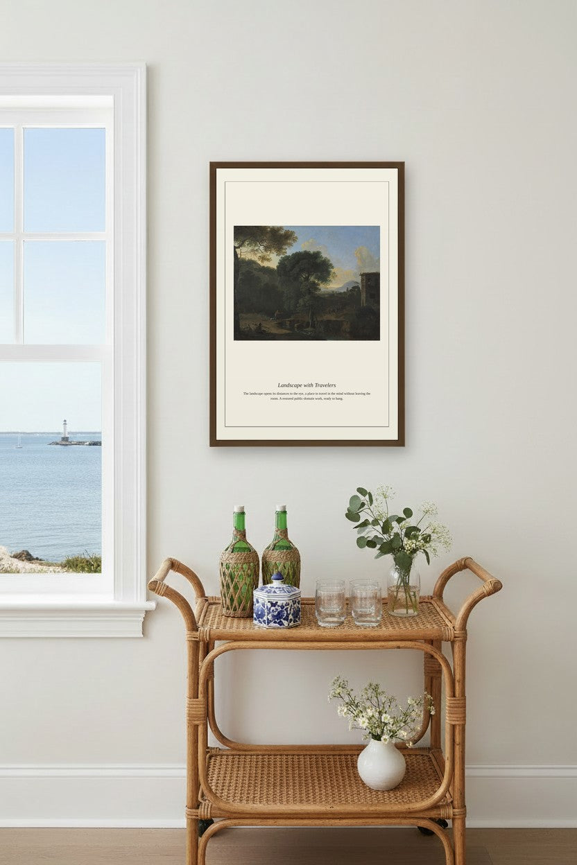 Landscape with Travelers (2) — Antique Landscape Print