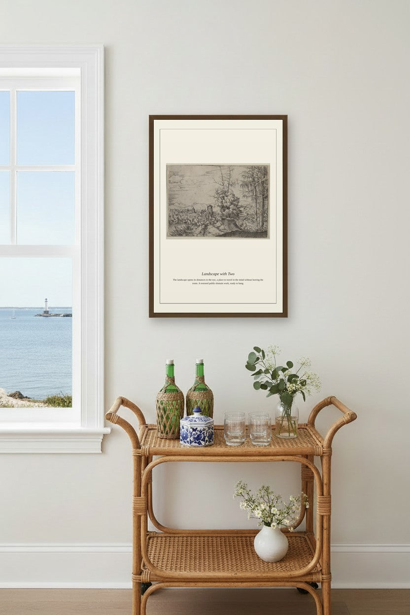 Landscape with Two — Antique Landscape Print