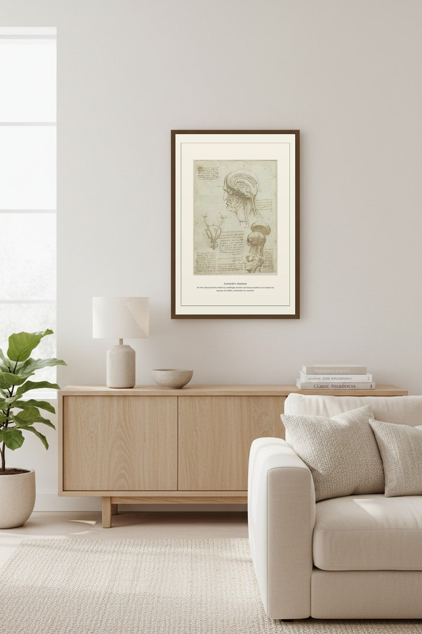 Leonardo's Anatomy — Antique Historical Print