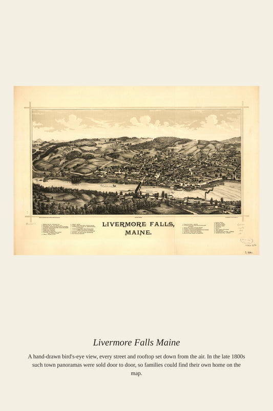 Livermore Falls Maine — a restored antique map print