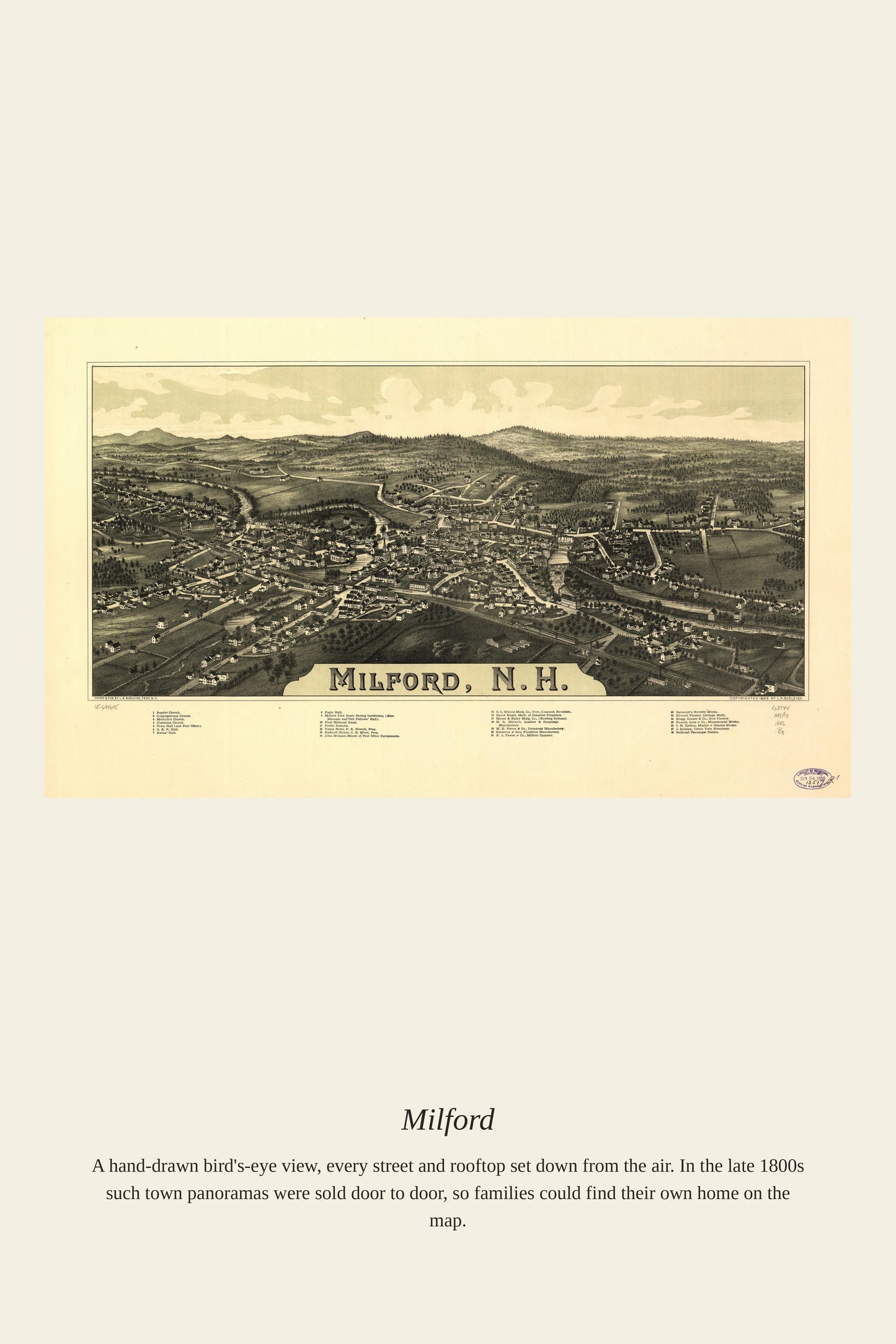 Milford — a restored antique map print