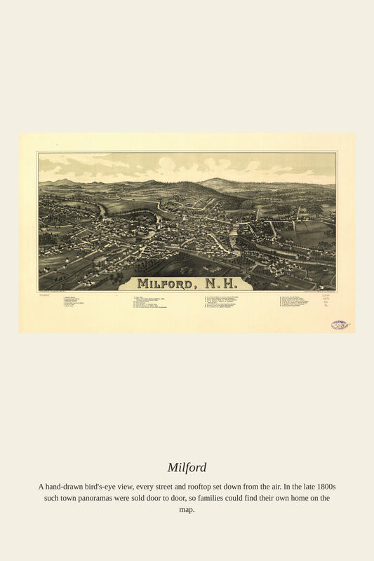 Milford — a restored antique map print