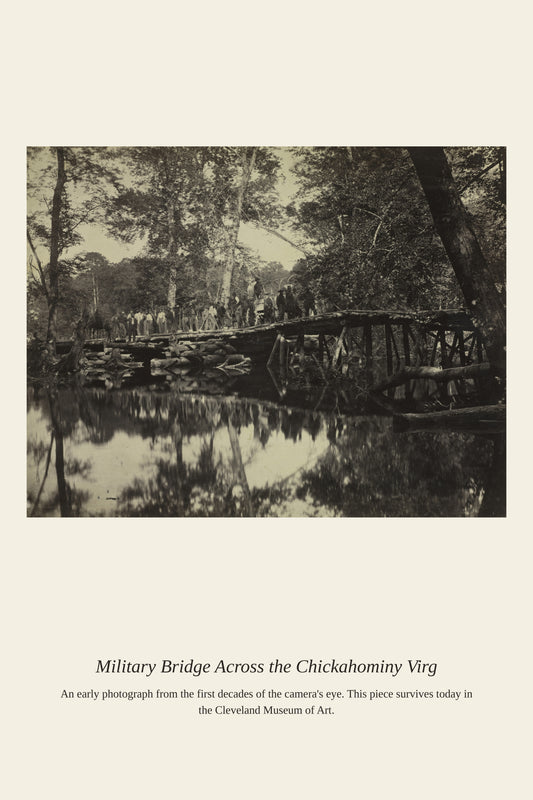 Military Bridge Across the Chickahominy — a restored antique architectural print
