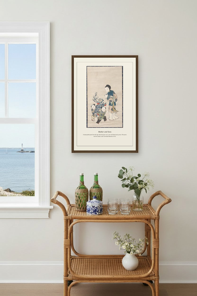 Mother and Sons — Antique Asian Art Print
