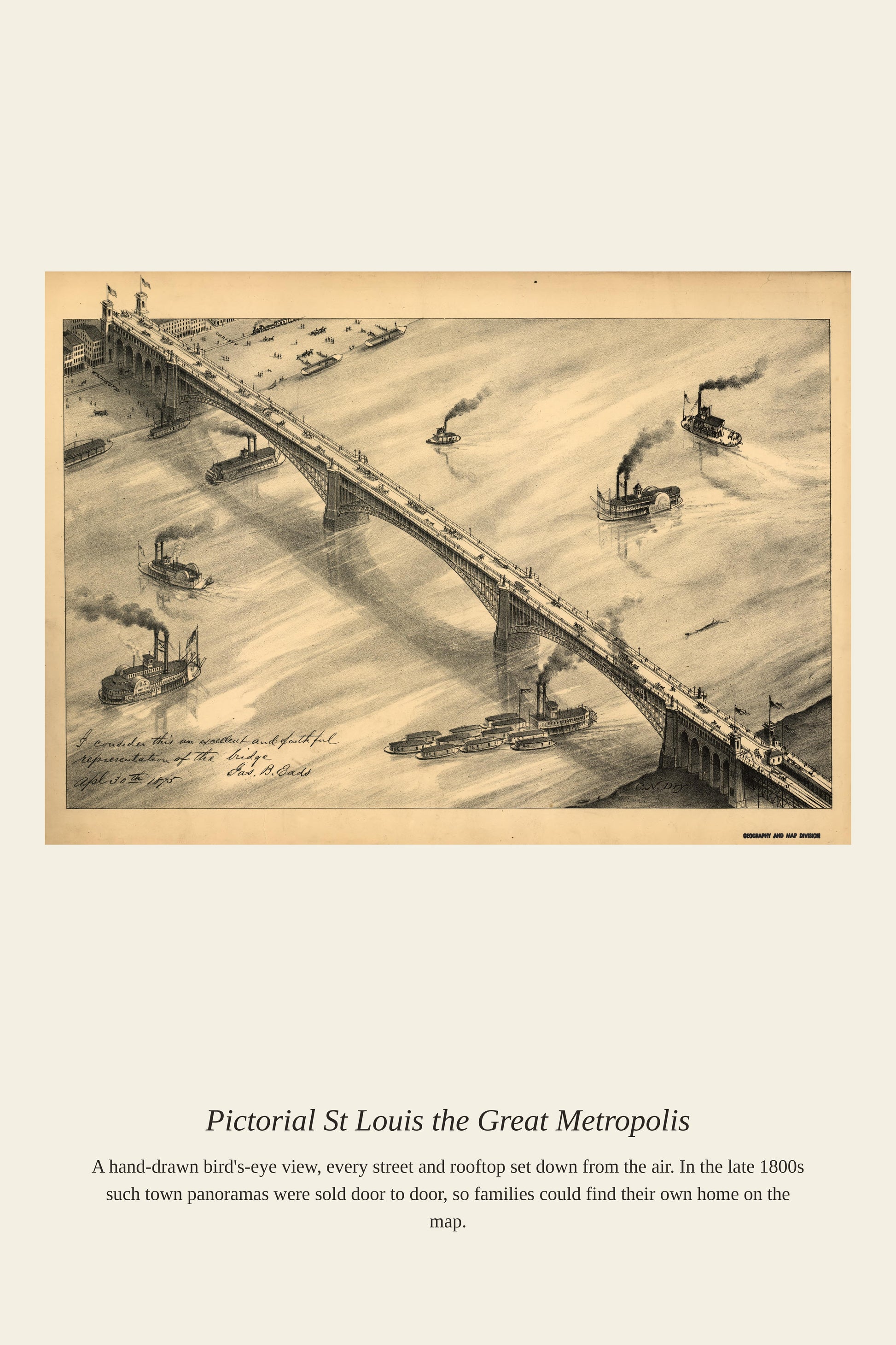 Pictorial St Louis the Great Metropolis — a restored antique map print