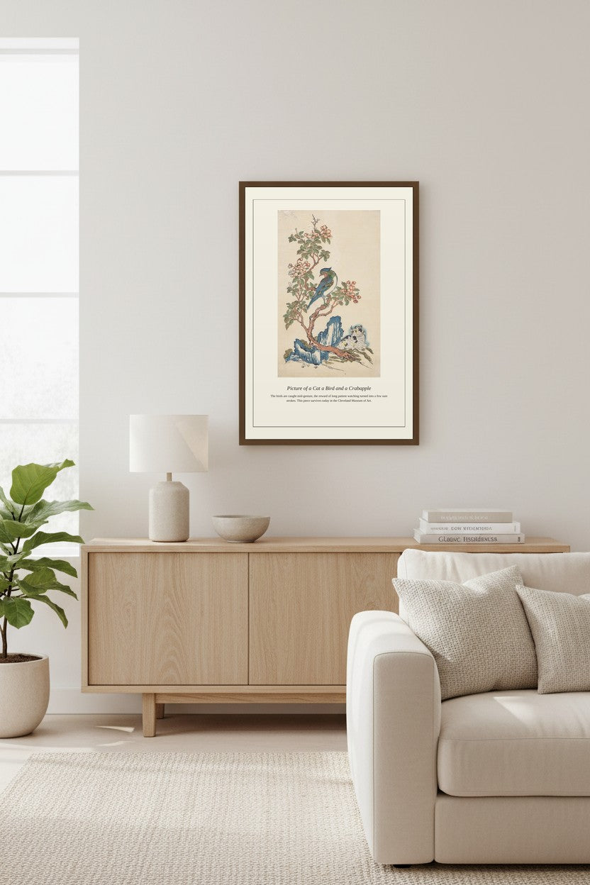 Picture of a Cat a Bird — Antique Natural History Print