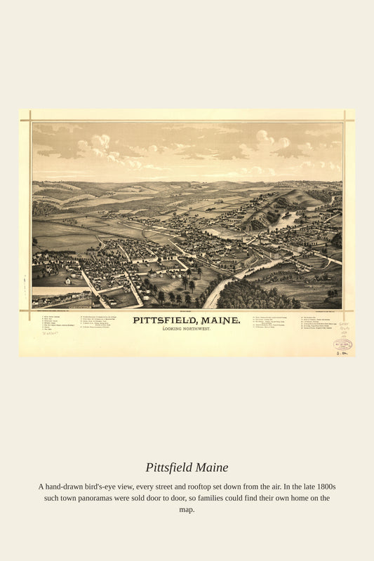 Pittsfield Maine — a restored antique map print