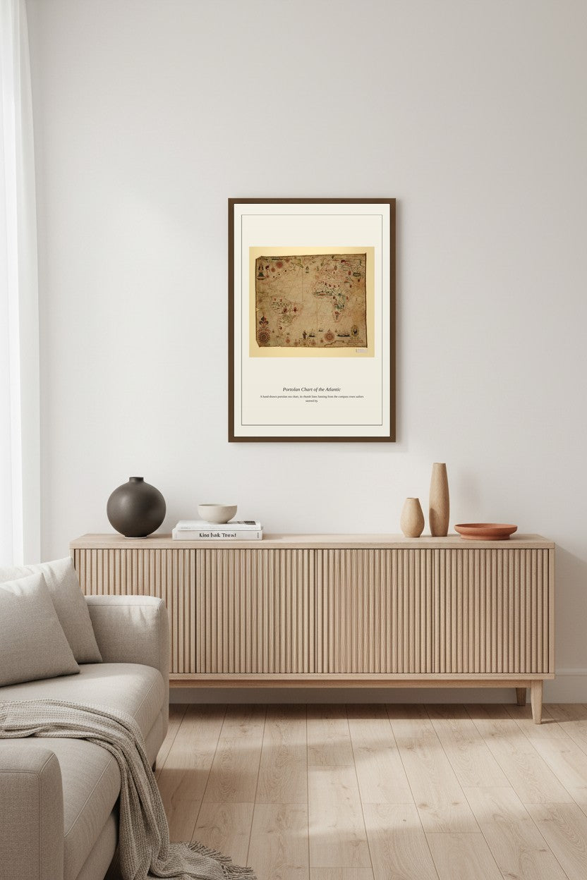 Portolan Chart of the Atlantic Ocean — Antique Nautical Chart Print