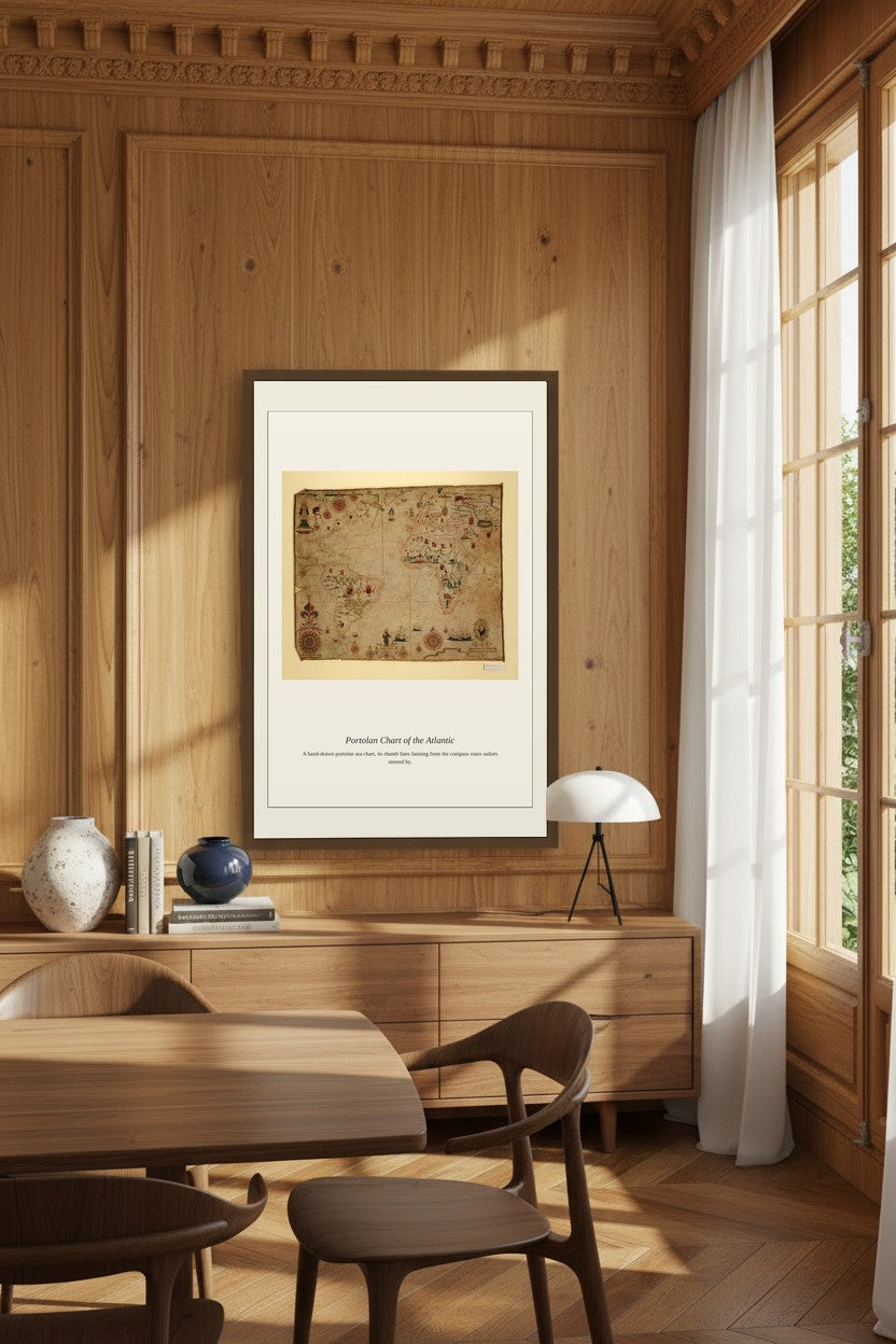 Portolan Chart of the Atlantic Ocean — Antique Nautical Chart Print