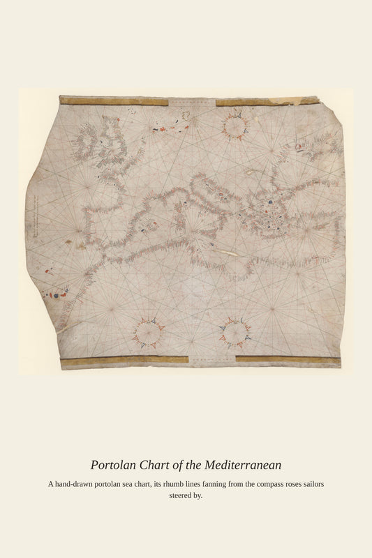Portolan Chart of the Mediterranean (4) — a restored antique nautical chart print