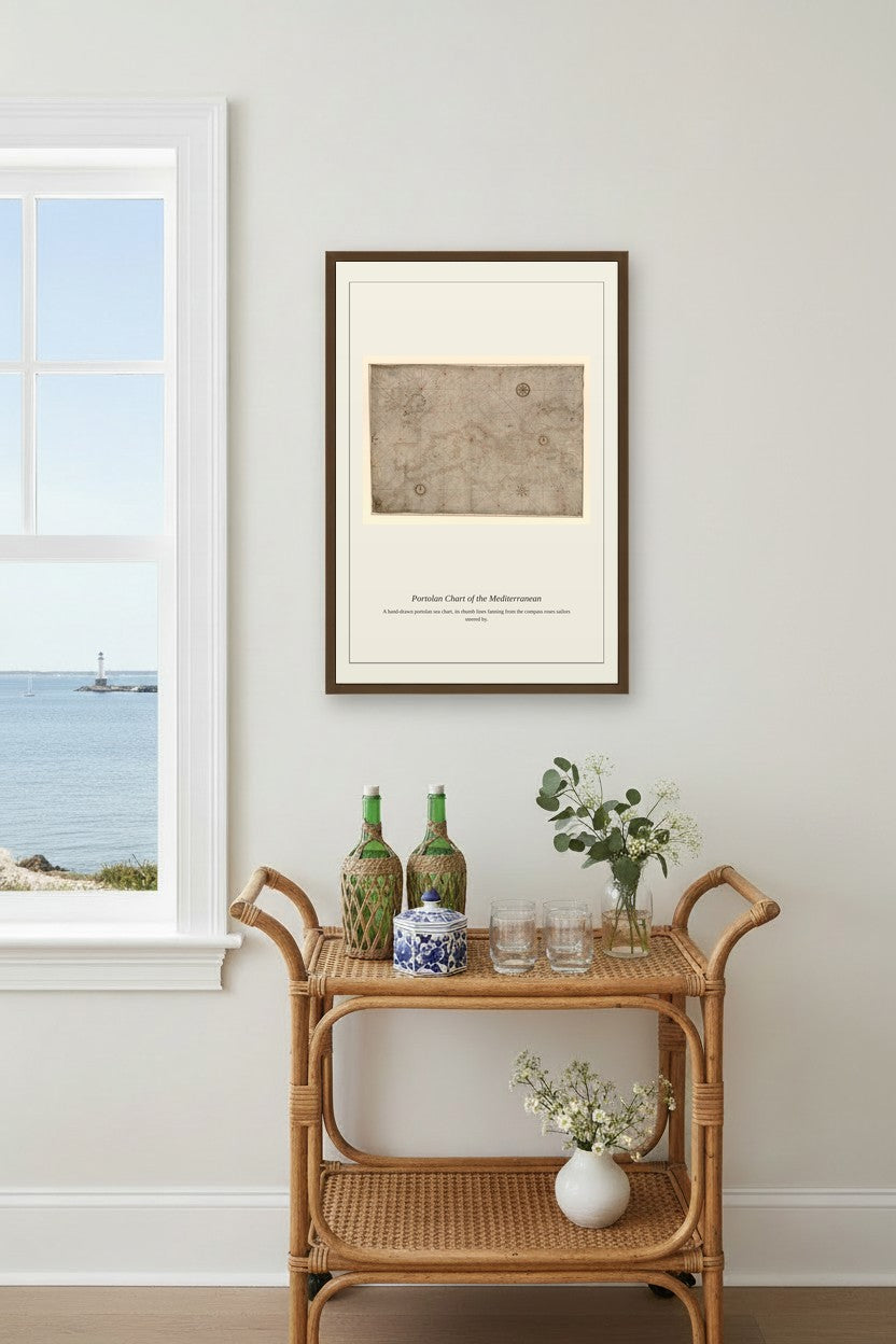 Portolan Chart of the Mediterranean — Antique Nautical Chart Print