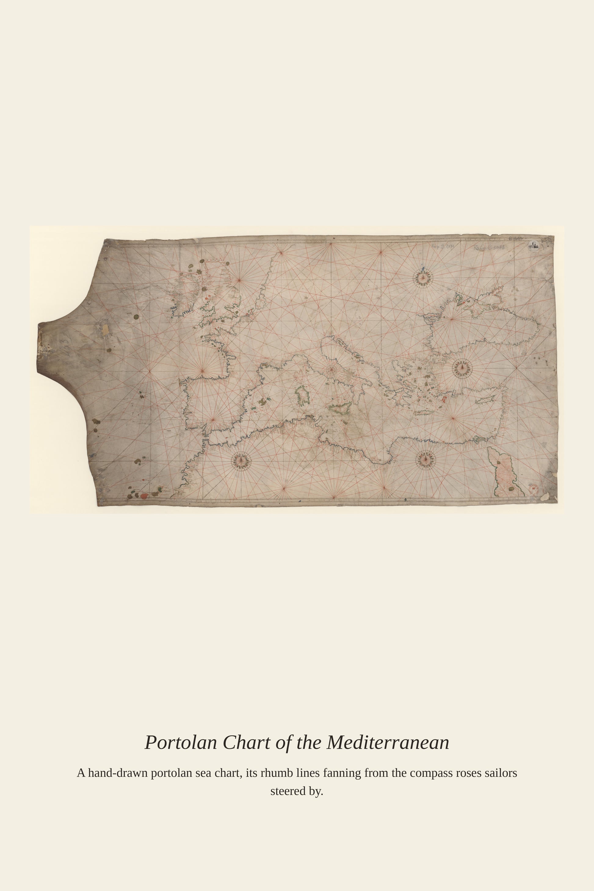 Portolan Chart of the Mediterranean (2) — a restored antique nautical chart print