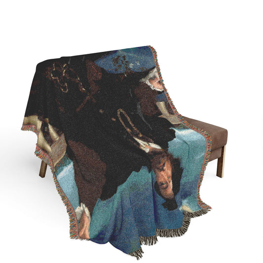 Portrait of a Man Possibly Girolamo Rosati throw blanket over a bench, portrait figure across seat and sides