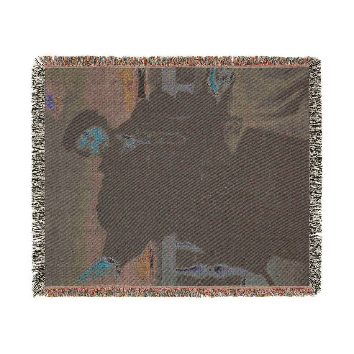 Portrait of a Man Possibly Girolamo Rosati throw blanket reverse flat, muted earthy tones on the back side