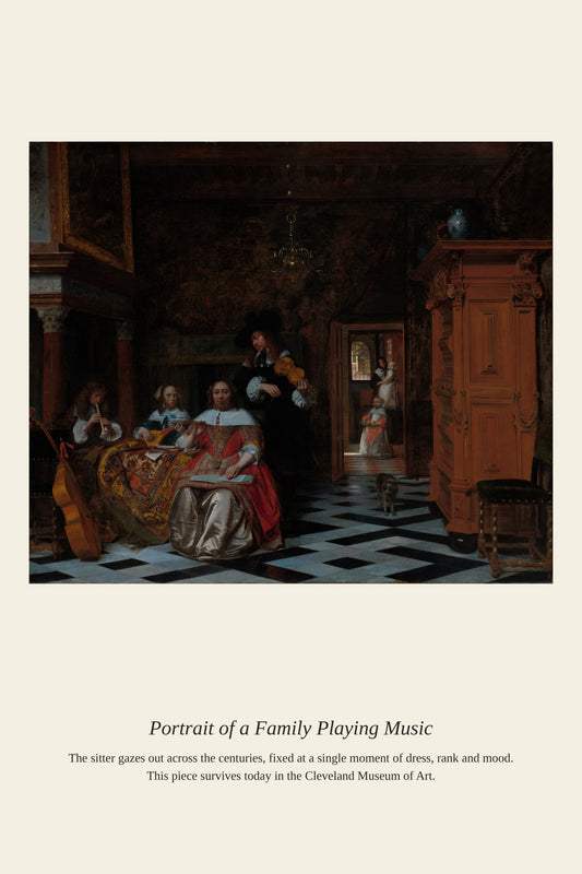 Portrait of a Family Playing Music — a restored antique portrait print