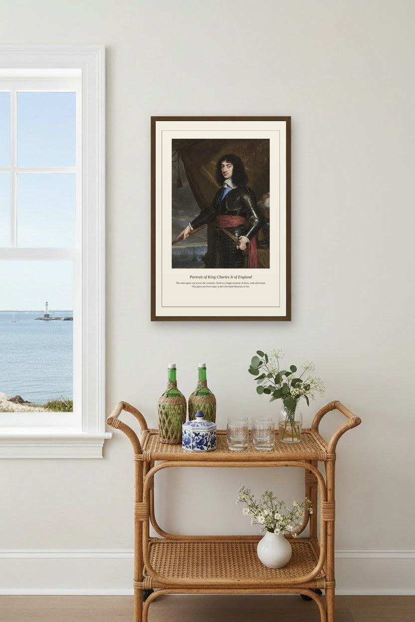Portrait of King Charles Ii of England — Antique Portrait Print
