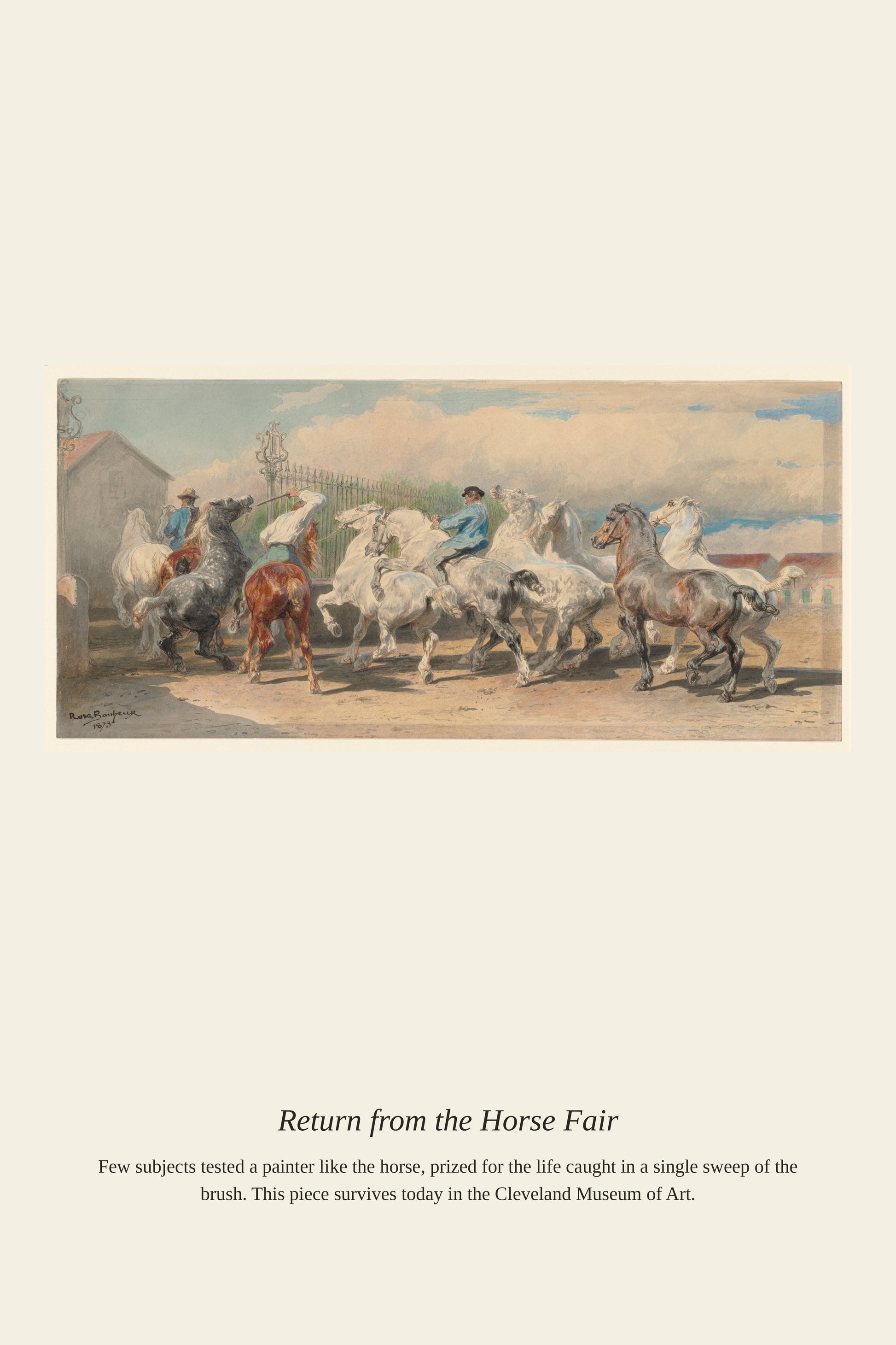Return from the Horse Fair — a restored antique natural history print