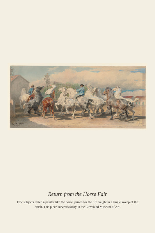 Return from the Horse Fair — a restored antique natural history print