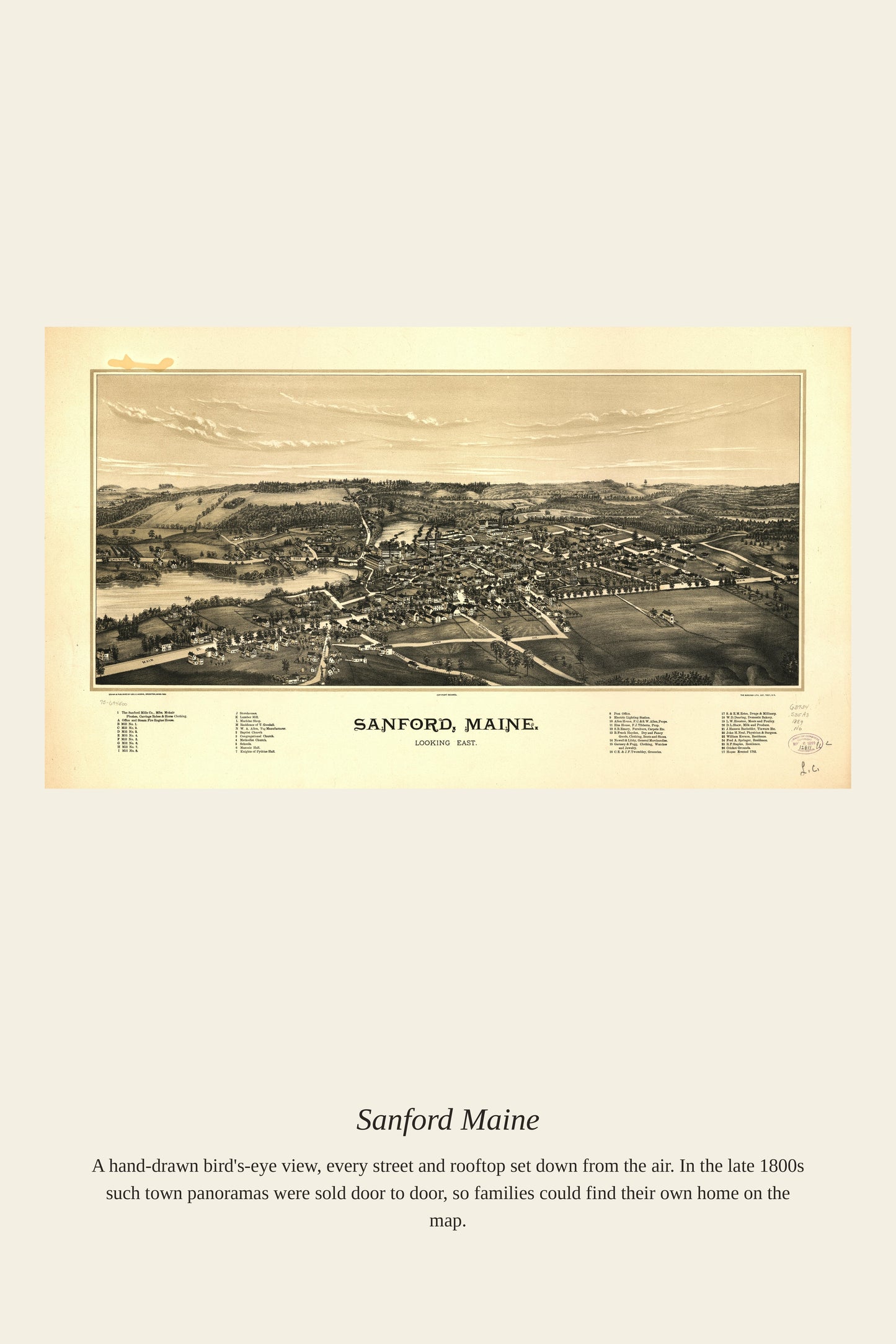 Sanford Maine — a restored antique map print