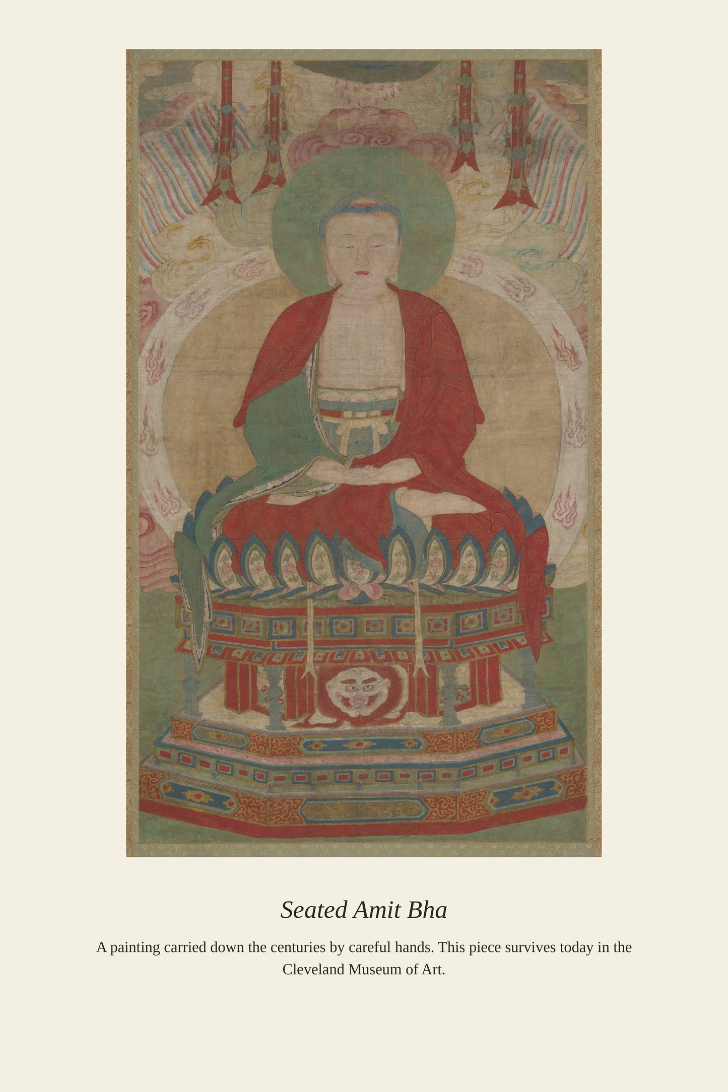 Seated Amit Bha — a restored antique asian art print