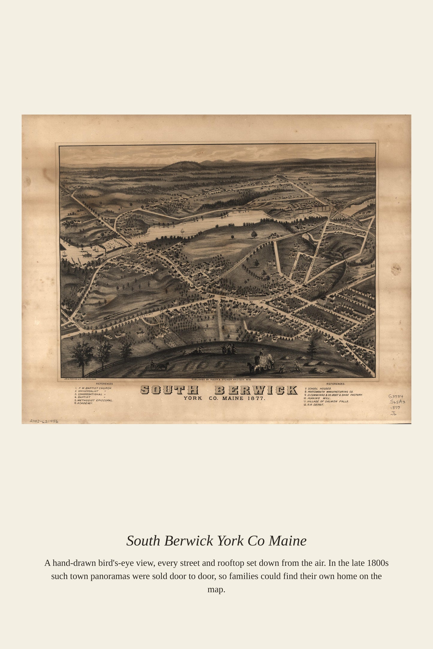 South Berwick York Co Maine — a restored antique map print