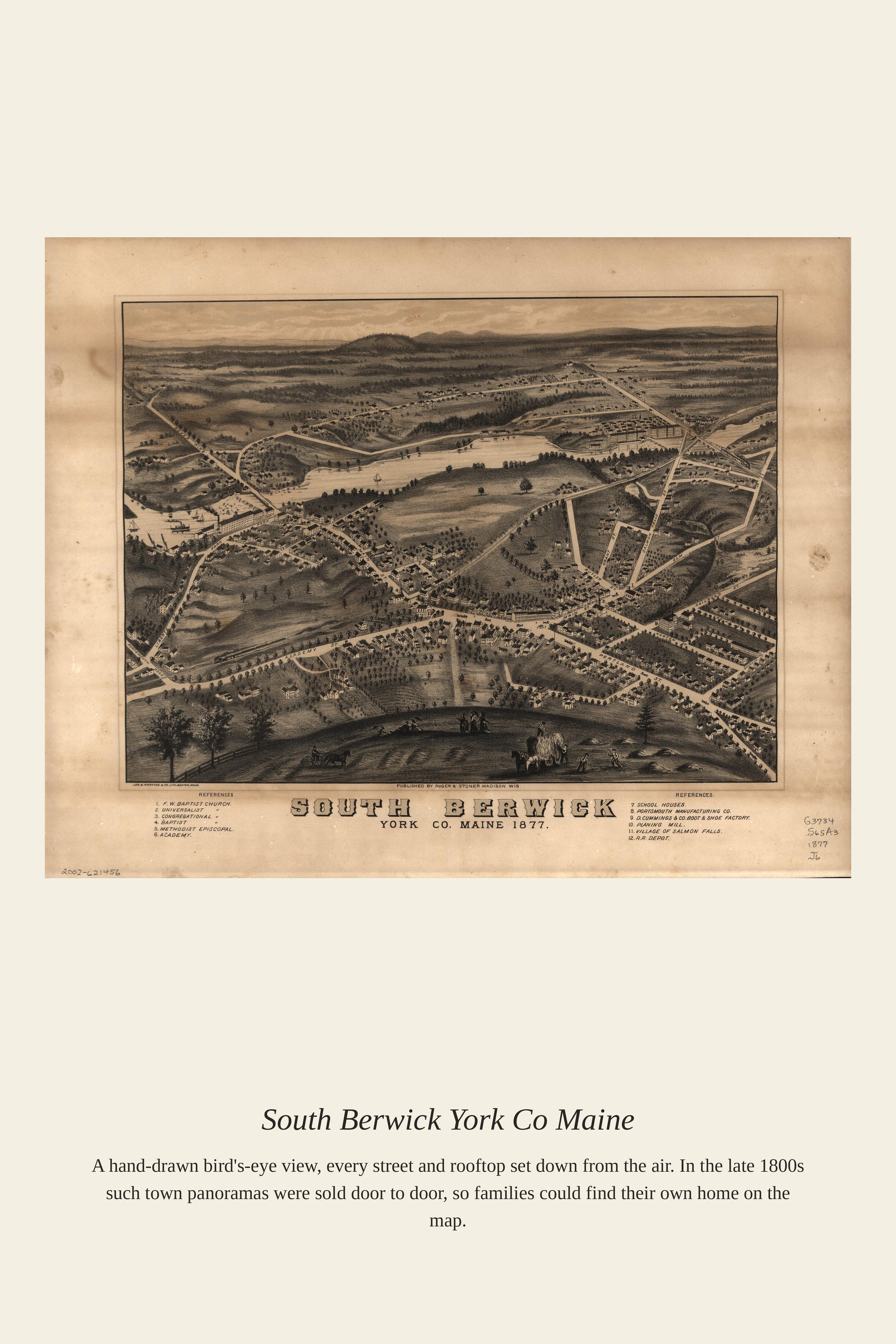 South Berwick York Co Maine — a restored antique map print